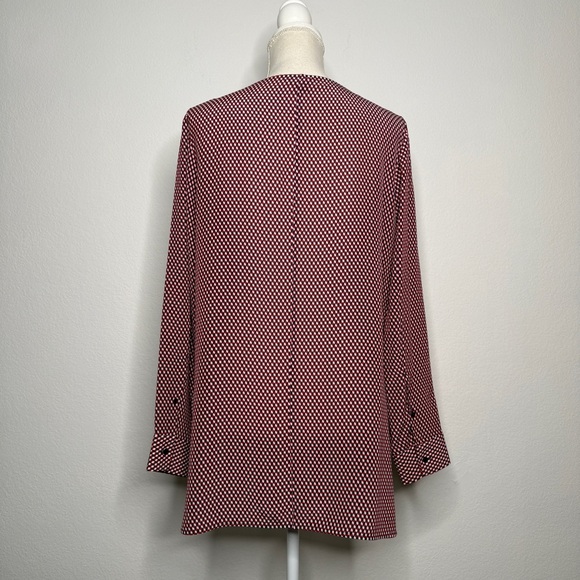 Theory Red White Blue Silk Geometric Print Blouse Size M - Picture 5 of 9